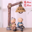 Bộ tượng ông bà anh mẫu mới nhất - Tượng trang trí nhà cửa ông bà đèn đánh ôm mèo 16x11cm