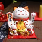 Mèo Thần Tài Chiêu Lộc Vẫy Tay, Mèo May Mắn Maneki Neko thẻ bài khai vận 6inches Kèm Đệm Và Hộp Đẹp