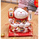 Mèo Thần Tài Chiêu Lộc Vẫy Tay, Mèo May Mắn Maneki Neko khai vận phát tài 6inches Kèm Đệm Và Hộp Đẹp