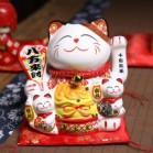 Mèo Thần Tài Chiêu Lộc Vẫy Tay, Mèo May Mắn Maneki Neko bát phương chiêu tài 6inches Kèm Đệm Và Hộp Đẹp