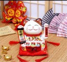 Mèo Thần Tài  Vẫy Tay, Mèo May Mắn Maneki Neko ngũ phúc lâm môn 20cm Kèm Đệm Và Hộp Đẹp