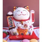 Mèo Thần Tài  Vẫy Tay, Mèo May Mắn Maneki Neko kinh doanh phát lộc 20cm Kèm Đệm Và Hộp Đẹp