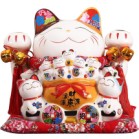 Mèo Thần Tài  Tiết Kiệm, Mèo May Mắn Maneki Neko Tiền vào như nước 31cm Kèm Đệm Và Hộp Đẹp