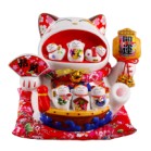 Mèo Thần Tài  Tiết Kiệm, Mèo May Mắn Maneki Neko Há Miệng Hút Tài Lộc 34cm Kèm Đệm Và Hộp Đẹp