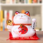 Mèo Thần Tài Vẫy Tay, Mèo May Mắn Maneki Neko Đĩnh vàng 14cm Kèm Đệm Và Hộp Đẹp