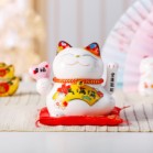 Mèo Thần Tài Vẫy Tay, Mèo May Mắn Maneki Neko Hạnh Phúc 14cm Kèm Đệm Và Hộp Đẹp