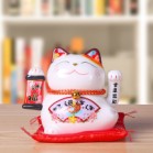 Mèo Thần Tài Vẫy Tay, Mèo May Mắn Maneki Neko Hưng Thịnh 14cm Kèm Đệm Và Hộp Đẹp