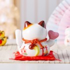 Mèo Thần Tài Vẫy Tay, Mèo May Mắn Maneki Neko Hạnh Phúc 14cm Kèm Đệm Và Hộp Đẹp