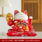 Mèo Thần Tài Vẫy Tay, Mèo May Mắn Maneki Neko Làm Ăn Tấn Tới 18cm Màu Đỏ Kèm Đệm Và Hộp Đẹp