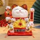 Mèo Thần Tài  May Mắn Maneki Neko Phát Lộc Phát Đạt 20cm Kèm Đệm Và Hộp Đẹp