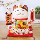 Mèo Thần Tài  May Mắn Maneki Neko Phúc Lộc Viên Mãn 22cm Kèm Đệm Và Hộp Đẹp