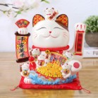 Mèo Thần Tài May Mắn Maneki Neko Thuận Buồm Xuôi Gió 22cm Kèm Đệm Và Hộp Đẹp