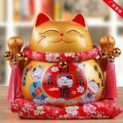 Hũ tiết kiệm Mèo thần tài, mèo may mắn Neko maneki bằng sứ kèm đệm và hộp đẹp 6 tấc 14cm