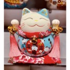 Hũ tiết kiệm Mèo thần tài, mèo may mắn Neko maneki bằng sứ kèm đệm và hộp đẹp 6 tấc 14cm