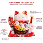 Mèo Thần Tài Vẫy Thuận Buồm Xuôi Gió 26cm Kèm Sạc, Đệm Và Hộp Đẹp