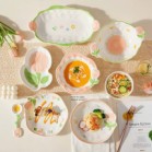 Set bộ bát đĩa hoa TULIP CAM ĐÀO pastel nhẹ nhàng sang xịn mịn
