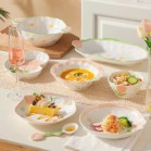 Set bộ bát đĩa hoa TULIP CAM ĐÀO pastel nhẹ nhàng sang xịn mịn