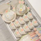Set bộ bát đĩa hoa TULIP CAM ĐÀO pastel nhẹ nhàng sang xịn mịn