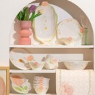 Set bộ bát đĩa hoa TULIP CAM ĐÀO pastel nhẹ nhàng sang xịn mịn