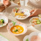 Set bộ bát đĩa hoa TULIP CAM ĐÀO pastel nhẹ nhàng sang xịn mịn