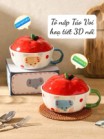 Tô nắp táo voi 3D quai xanh lá đường kính 16.5cm cao 7.5cm cả nắp 12.5cm dung tích 750ml