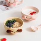 Set bát heo hồng cún vàng kèm thìa hộp quà 12.3cm x 7.6cm dung tích 500ml