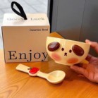 Set bát heo hồng cún vàng kèm thìa hộp quà 12.3cm x 7.6cm dung tích 500ml