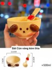 Set bát heo hồng cún vàng kèm thìa hộp quà 12.3cm x 7.6cm dung tích 500ml
