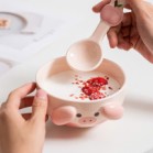 Set bát heo hồng cún vàng kèm thìa hộp quà 12.3cm x 7.6cm dung tích 500ml