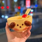 Set bát heo hồng cún vàng kèm thìa hộp quà 12.3cm x 7.6cm dung tích 500ml