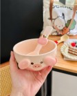Set bát heo hồng cún vàng kèm thìa hộp quà 12.3cm x 7.6cm dung tích 500ml