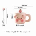 Set cốc uống nước hình cún vàng heo hồng 3D kèm thìa hộp quà 9.8cm x 12.6cm dung tích 400ml