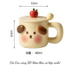Set cốc uống nước hình cún vàng heo hồng 3D kèm thìa hộp quà 9.8cm x 12.6cm dung tích 400ml