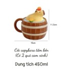 Cốc capybara tắm bồn 3D kèm nắp hộp quà 11.5cm dung tích 450ml