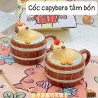 Cốc capybara tắm bồn 3D kèm nắp hộp quà 11.5cm dung tích 450ml