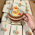 Cốc capybara tắm bồn 3D kèm nắp hộp quà 11.5cm dung tích 450ml