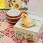 Cốc capybara tắm bồn 3D kèm nắp hộp quà 11.5cm dung tích 450ml