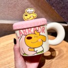 Cốc cún Labradro có nắp silicon thìa sứ và hộp quà tặng