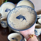 Bộ bát đĩa cá men tiêu cổ 15 món