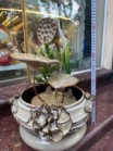 Thác nước phong thủy Sen đắp nhỏ kèm đế Bát Tràng cao 42cm