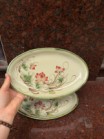 Đĩa bầu dục vẽ hoa sen Bát Tràng số 2 kích cỡ 26x17cm