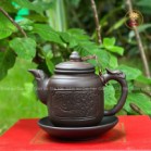 Bộ Ấm Chén Tử Sa Dáng Lục Tâm Trà Thư Pháp Kèm 3 Phụ Kiện 290ml