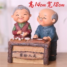 Bộ tượng ông bà anh mẫu mới nhất - Tượng trang trí nhà cửa ông bà làm bánh bao 14x12cm