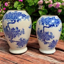 Lọ hoa Lam rạn hoa đào chim én Bát Tràng