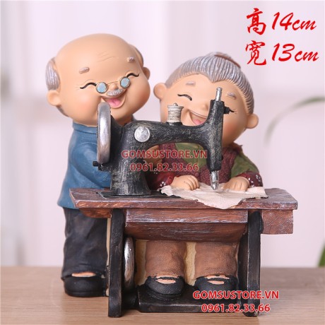 Bộ Tượng Ông Bà Anh Mẫu Mới Nhất - Tượng Trang Trí Nhà Cửa Ông Bà Máy Khây 14x13cm