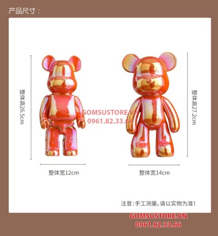 Gấu Hoạt Hình Bearbrick Bằng Gốm Trang Trí Nhà Cửa 28x14cm